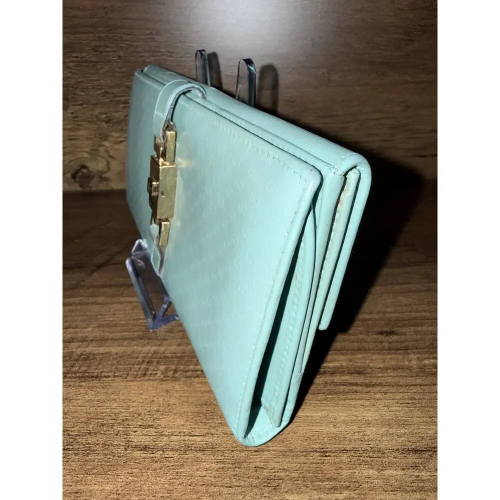 Gucci Jackie GG Embossed Long Wallet Rare Mint Green Gold Hardware with box - Picture 7 of 12